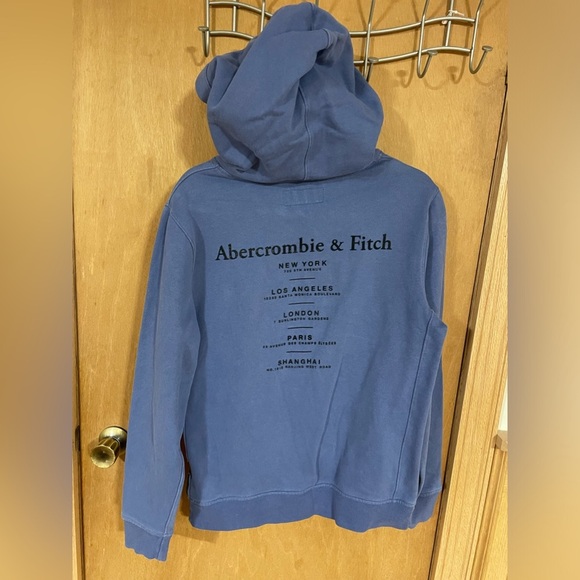 #32- ABERCROMBIE AND FITCH- blue hooded sweater - Picture 2 of 3